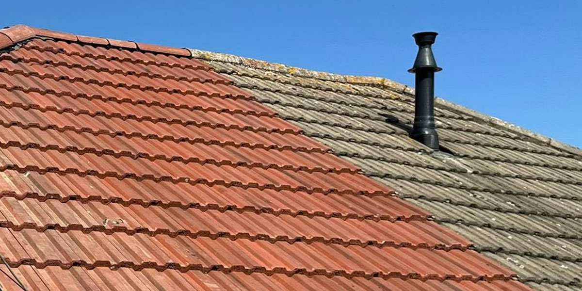 Roof Cleaning before treatment, Raw Power Exterior Cleaning